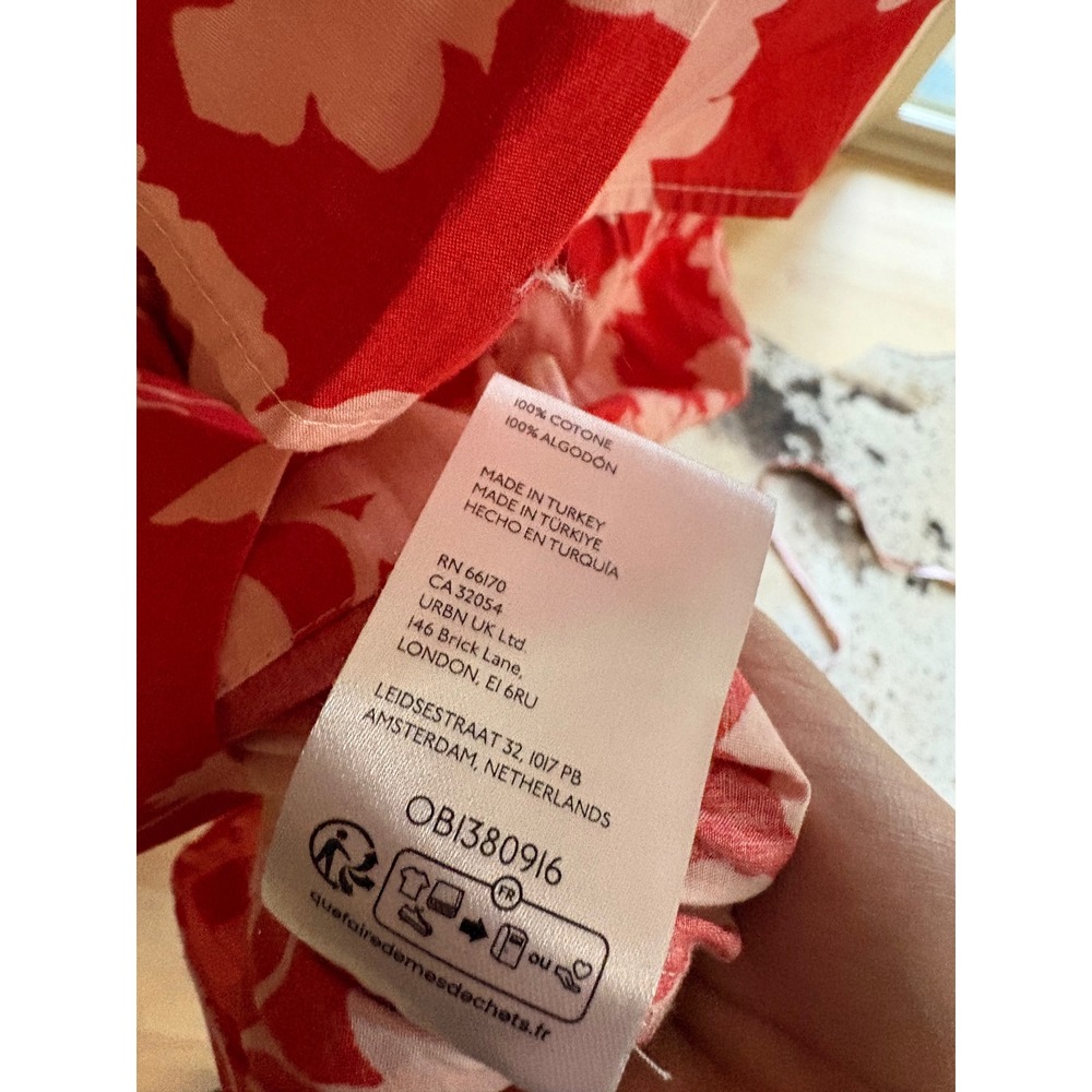 ANTHROPOLOGIE Somerset Mini Dress Womens Red Peach All Over Print Floral Size LP - Picture 9 of 11